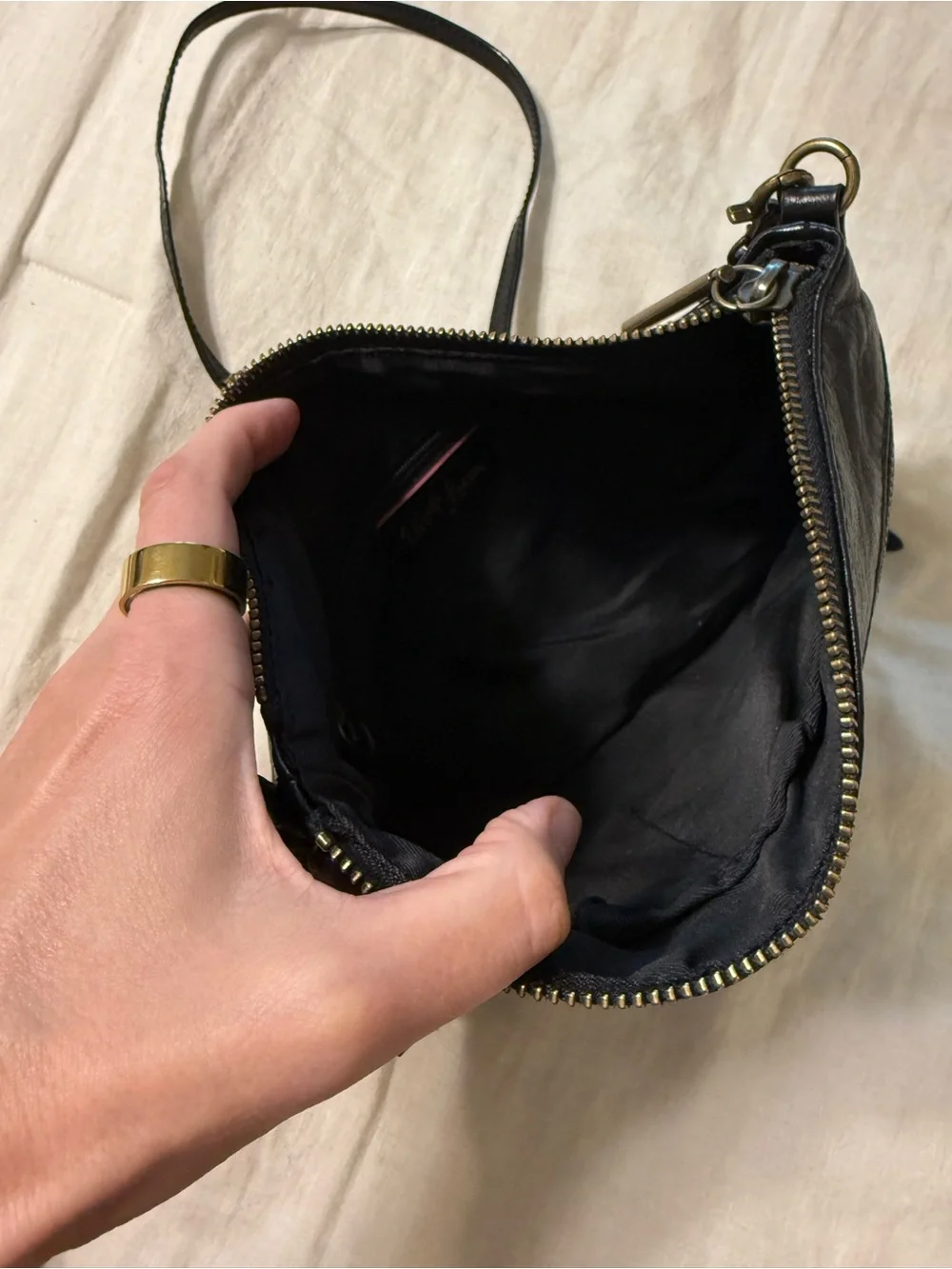 Elliott Lucca Black Woven Leather Crossbody Bag